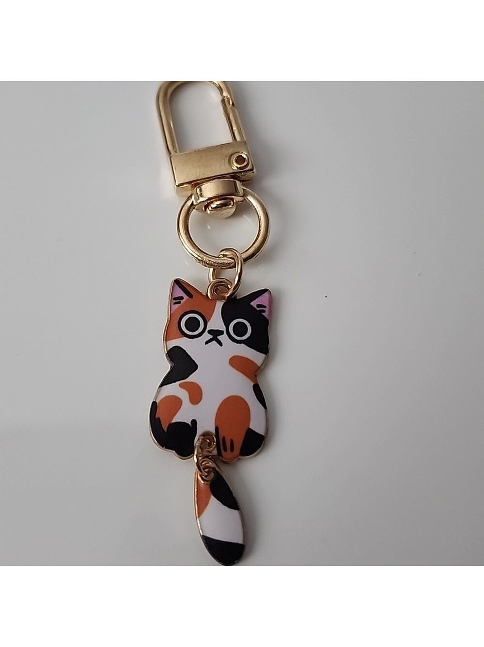 CALICO CAT ZIPPER Dangle Tail Pull purse charm Or Charm bracelet Lobster claw C…